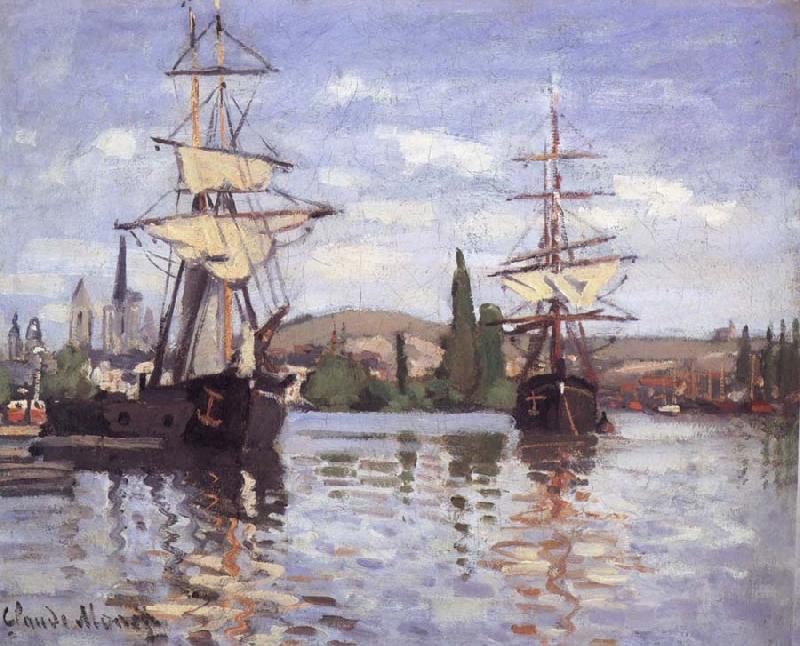 Claude Monet Ships Riding on the Seine at Rouen oil painting picture